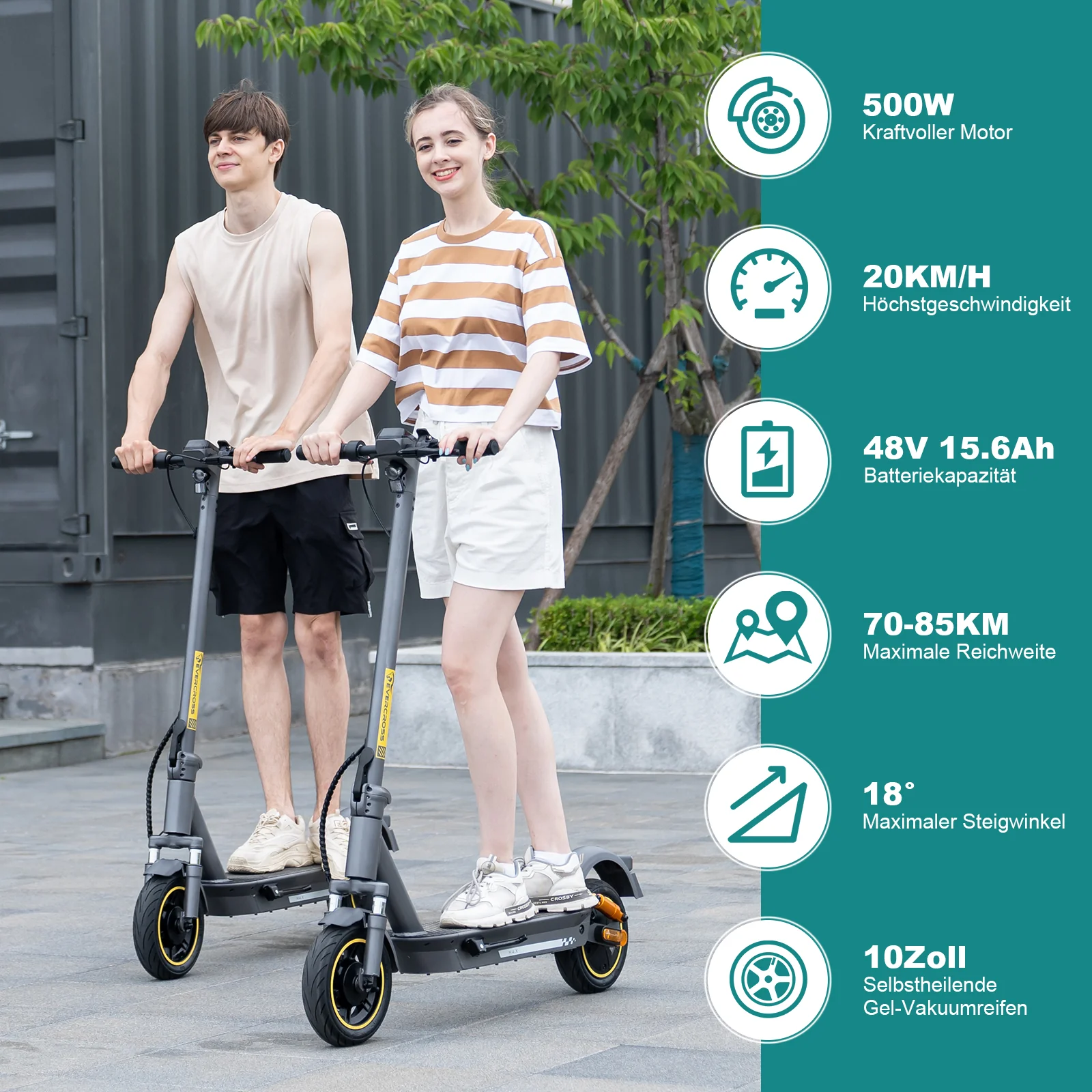 EVERCROSS EV10S MAX ABE Faltbarer Elektroroller-mit Blinker - Image 15