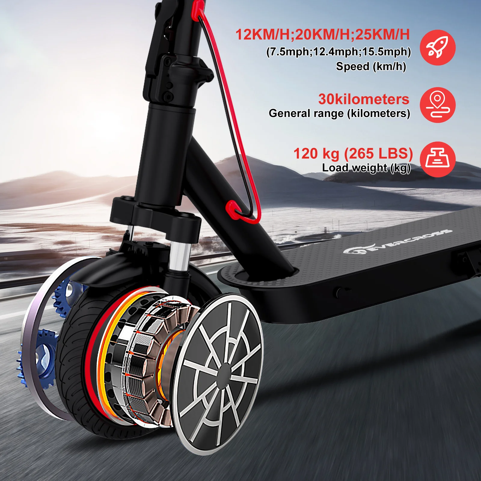 EVERCROSS EV85F Klappbarer E-Scooter-25KM/h(Compliance in AT) - Image 5